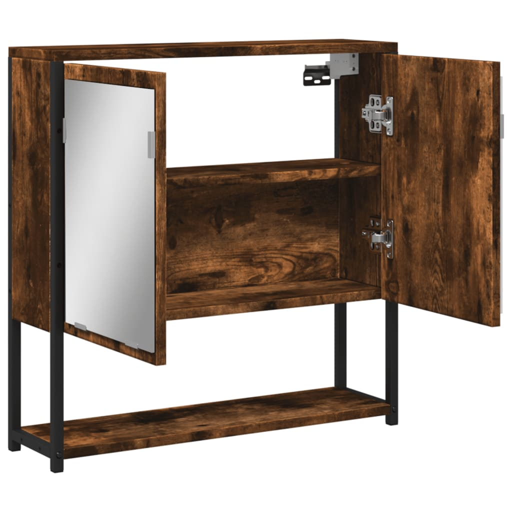 vidaXL Bathroom Mirror Cabinet Smoked Oak 23.6"x6.3"x23.6" Engineered Wood