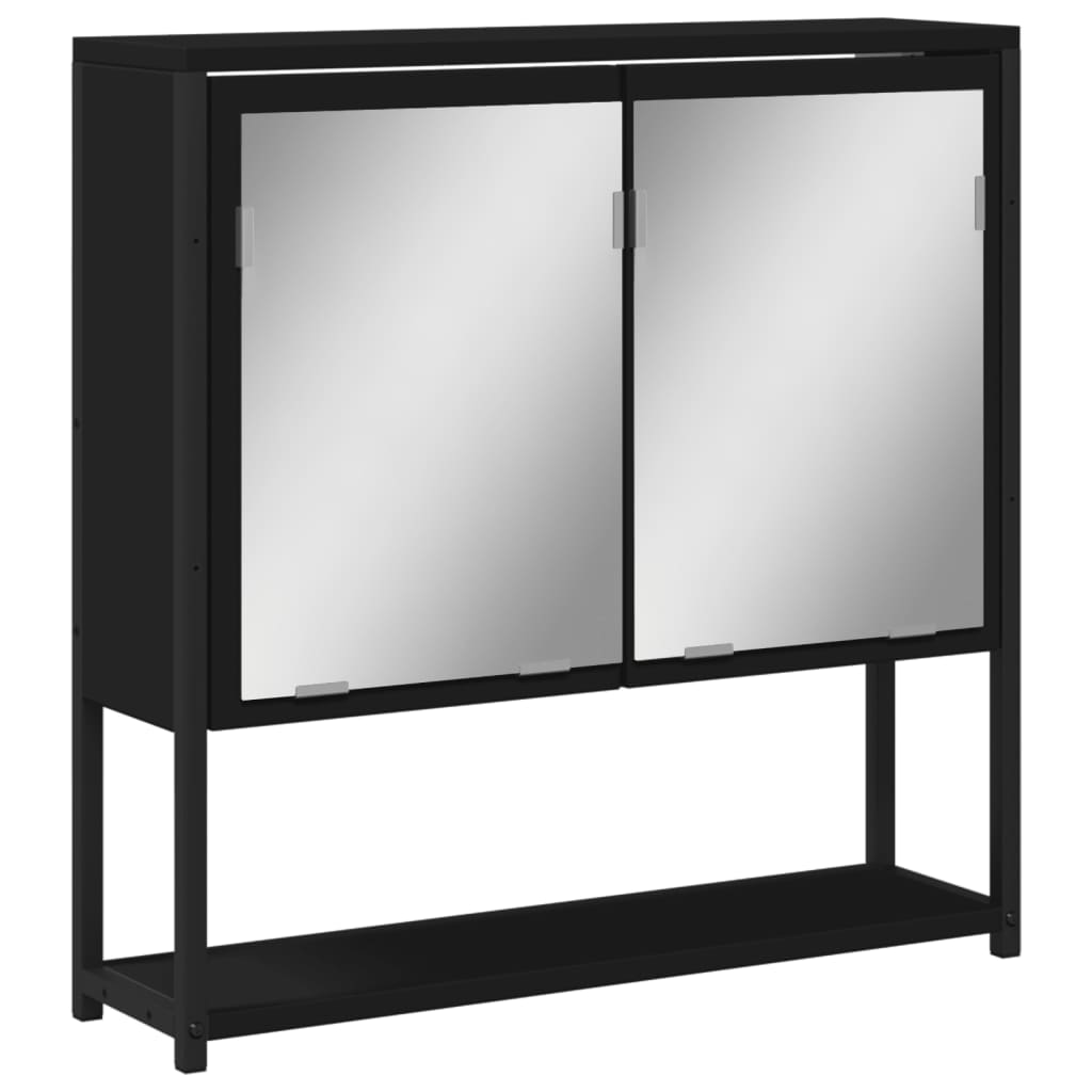 vidaXL Bathroom Mirror Cabinet Black 23.6"x6.3"x23.6" Engineered Wood