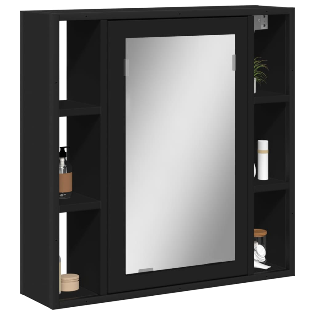 vidaXL Bathroom Mirror Cabinet Black 23.6"x6.3"x23.6" Engineered Wood