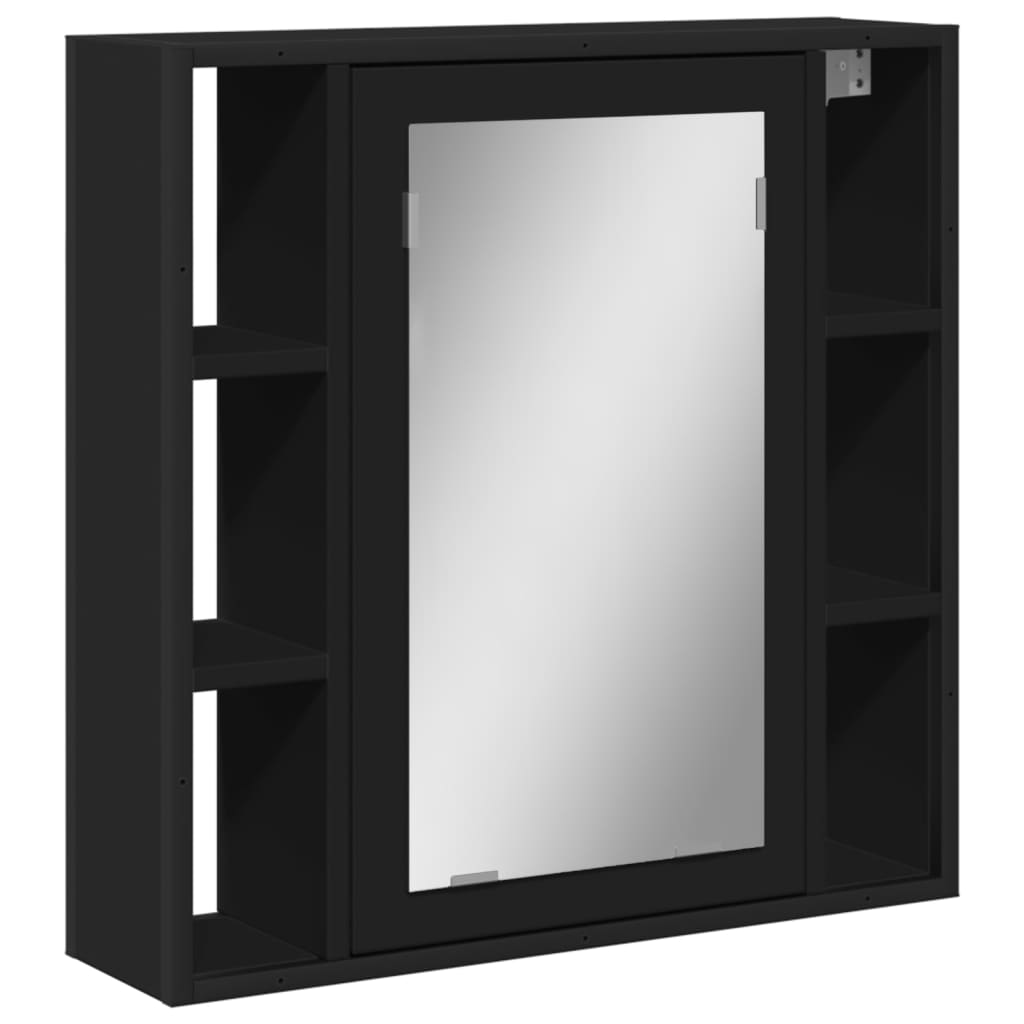 vidaXL Bathroom Mirror Cabinet Black 23.6"x6.3"x23.6" Engineered Wood