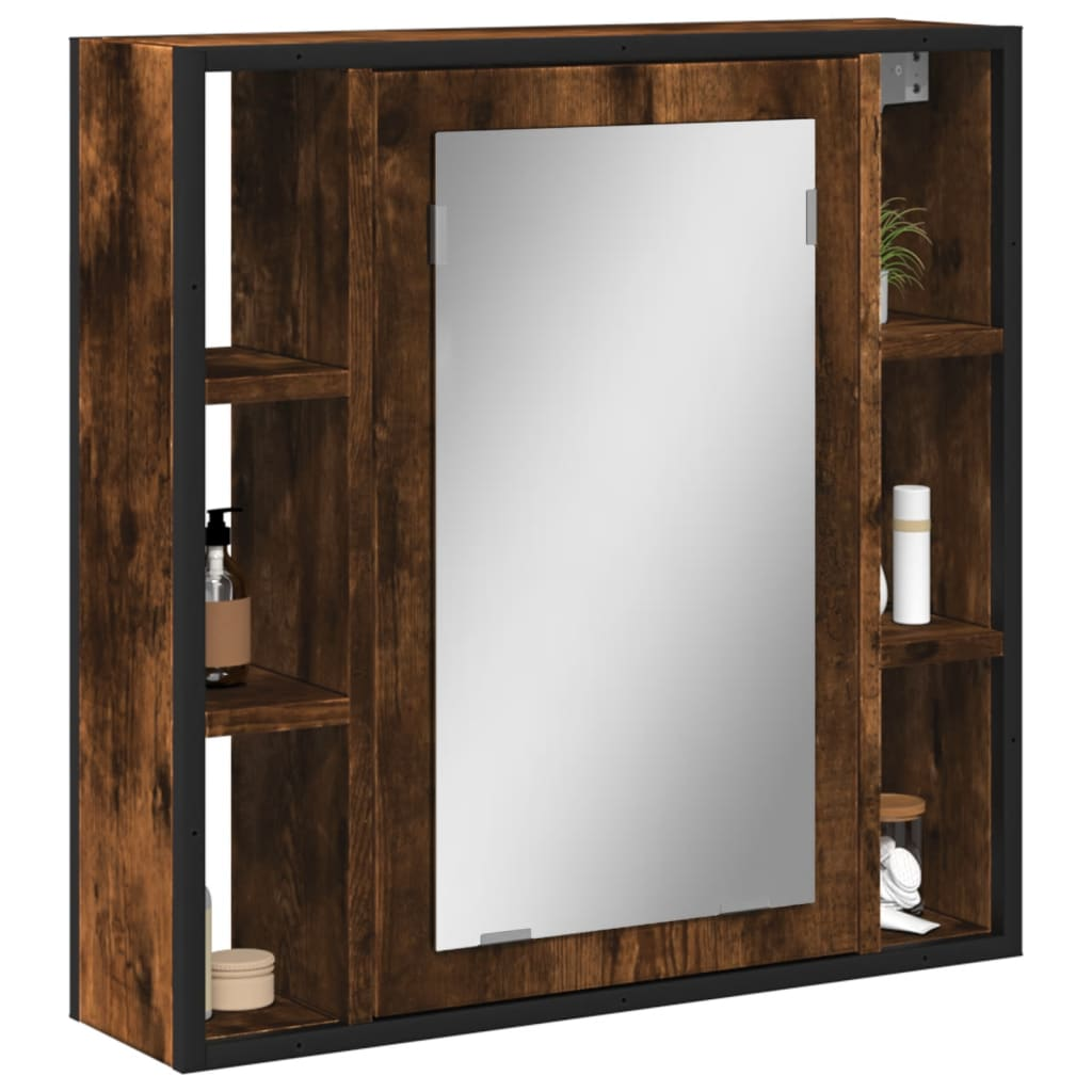 vidaXL Bathroom Mirror Cabinet Smoked Oak 23.6"x6.3"x23.6" Engineered Wood