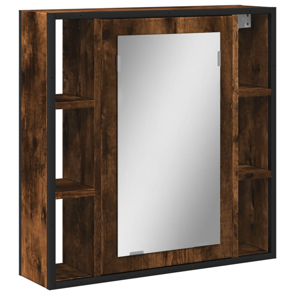 vidaXL Bathroom Mirror Cabinet Smoked Oak 23.6"x6.3"x23.6" Engineered Wood