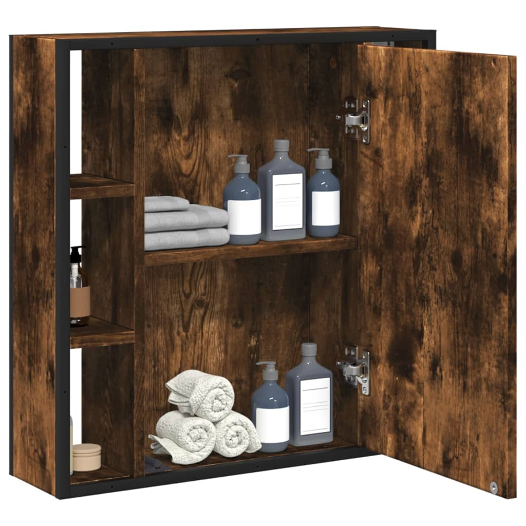 vidaXL Bathroom Mirror Cabinet Smoked Oak 23.6"x6.3"x23.6" Engineered Wood