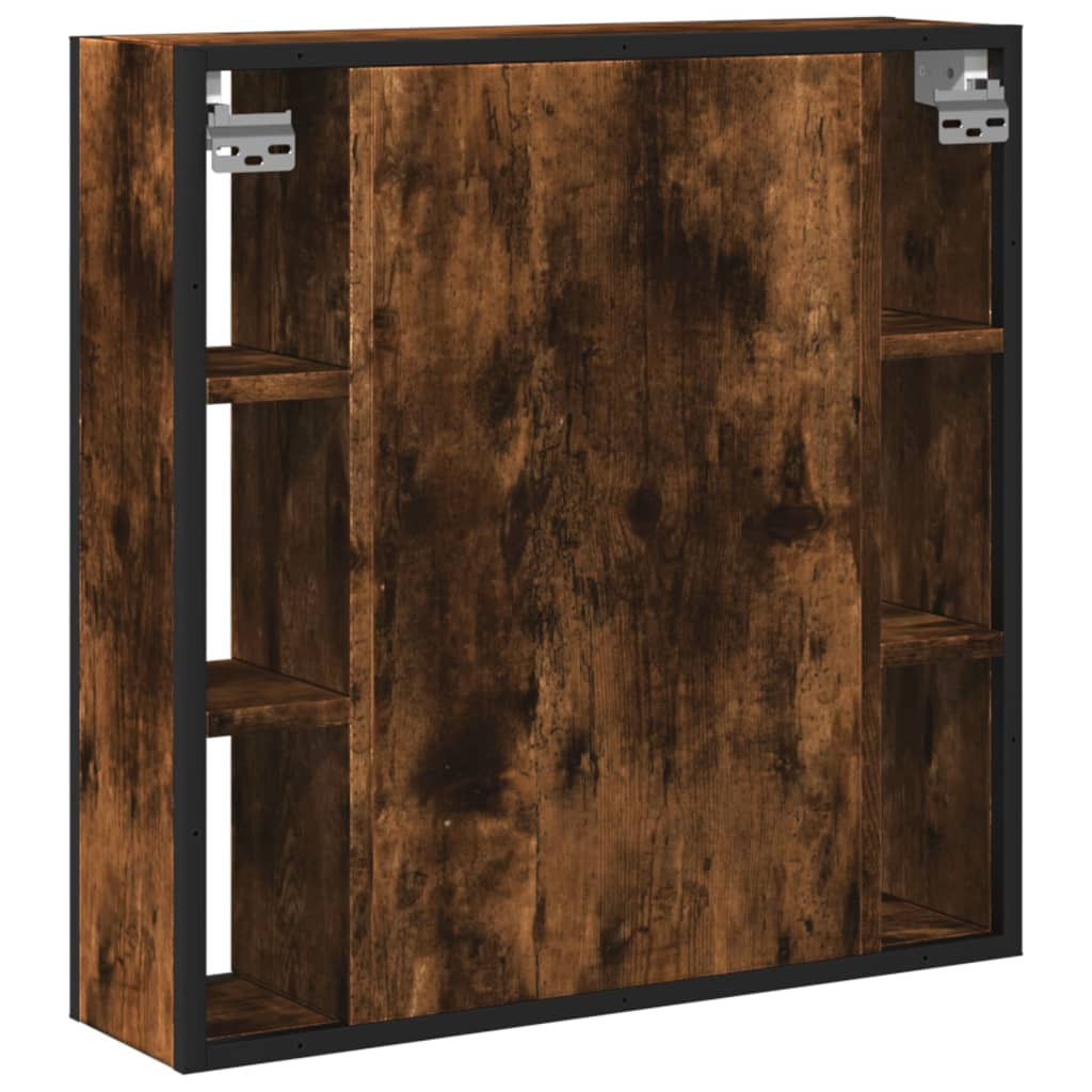 vidaXL Bathroom Mirror Cabinet Smoked Oak 23.6"x6.3"x23.6" Engineered Wood