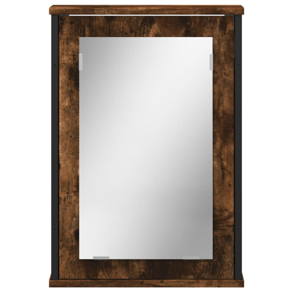 vidaXL Bathroom Mirror Cabinet Smoked Oak 16.5"x4.7"x23.6" Engineered Wood