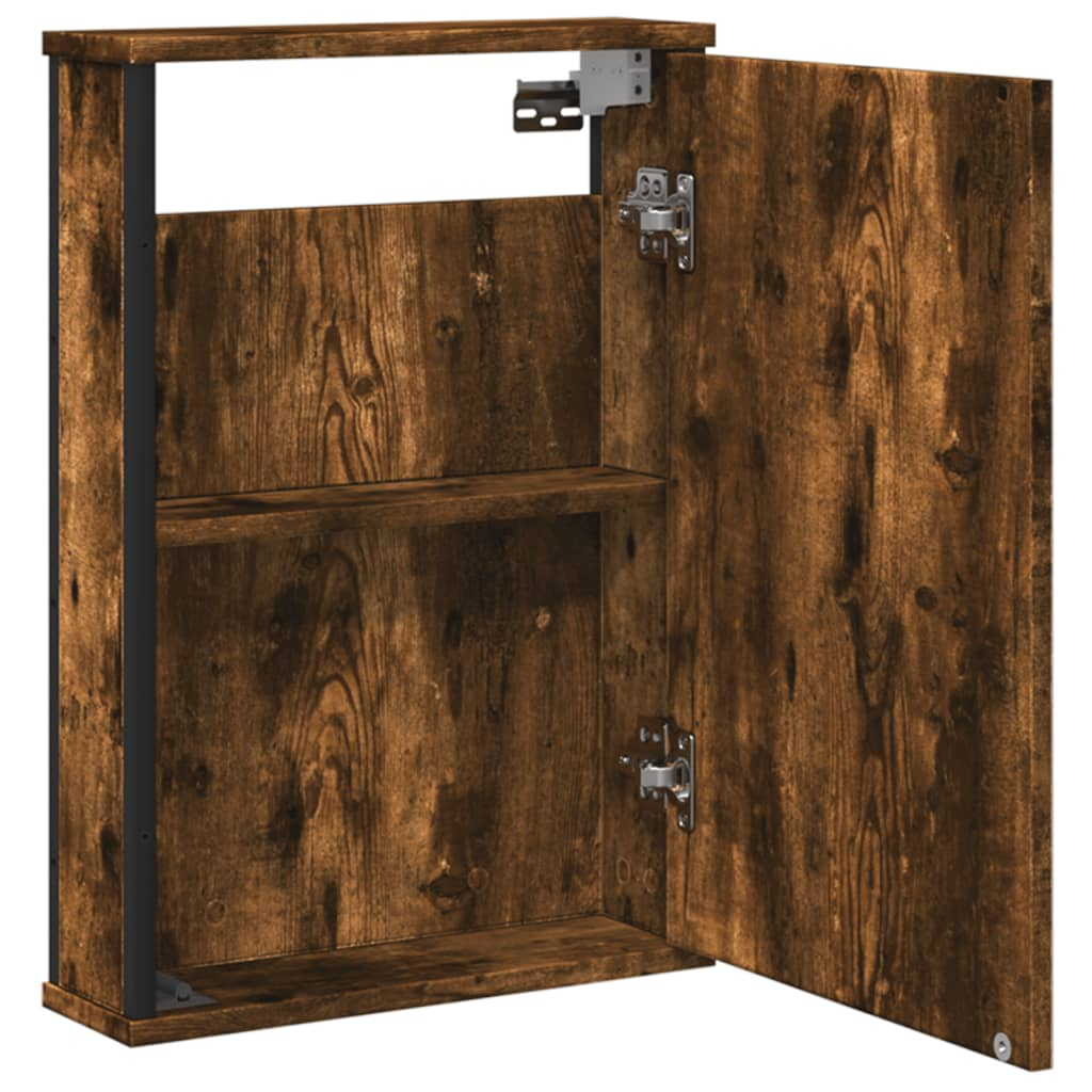 vidaXL Bathroom Mirror Cabinet Smoked Oak 16.5"x4.7"x23.6" Engineered Wood