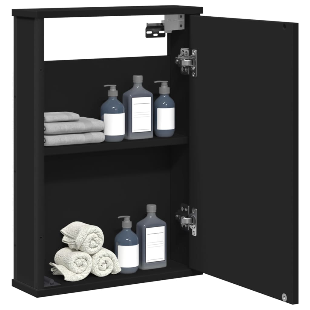 vidaXL Bathroom Mirror Cabinet Black 16.5"x4.7"x23.6" Engineered Wood