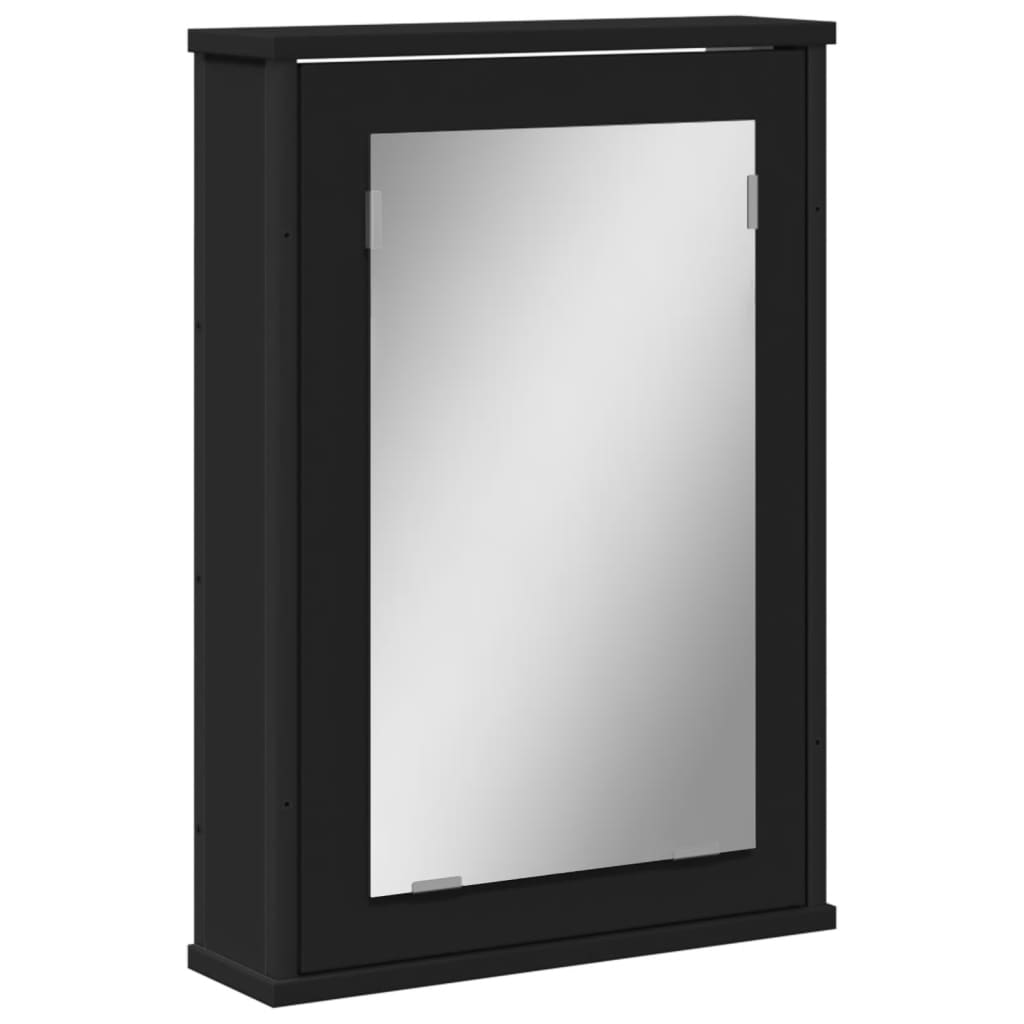 vidaXL Bathroom Mirror Cabinet Black 16.5"x4.7"x23.6" Engineered Wood