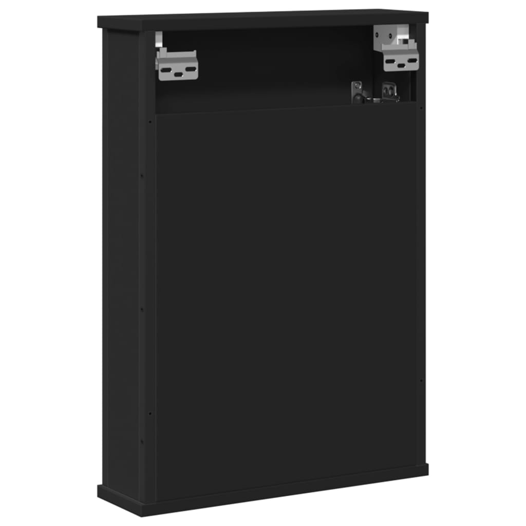 vidaXL Bathroom Mirror Cabinet Black 16.5"x4.7"x23.6" Engineered Wood