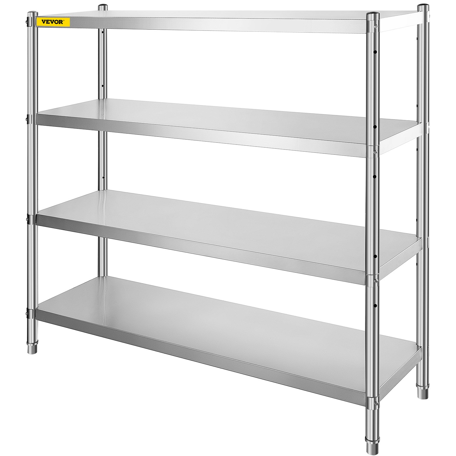 VEVOR Storage Shelf, 4-Tier Stainless Steel Shelving, Storage Shelving Unit, 70.9 x 17.7 x 59.1 Inch Heavy Duty Storage Rack Shelving, 1320 Lbs Total Capacity with Adjustable Height