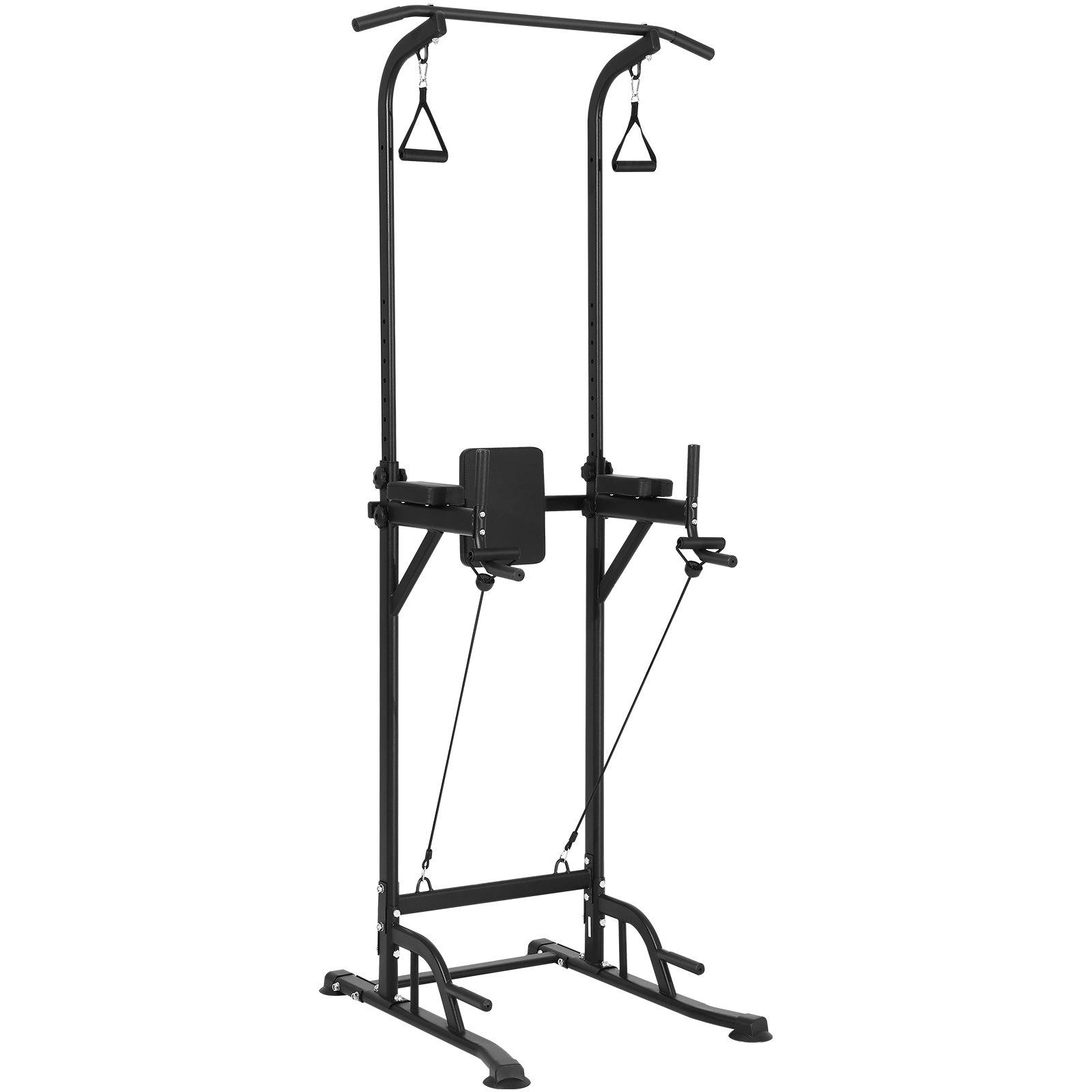 VEVOR Power Tower Dip Station, 10-Level Height Adjustable Pull Up Bar Stand, Multi-Function Home Gym Strength Training Fitness Workout Equipment with 7-Level Adjustable Backrest, PU Elbow Pads, 440LBS