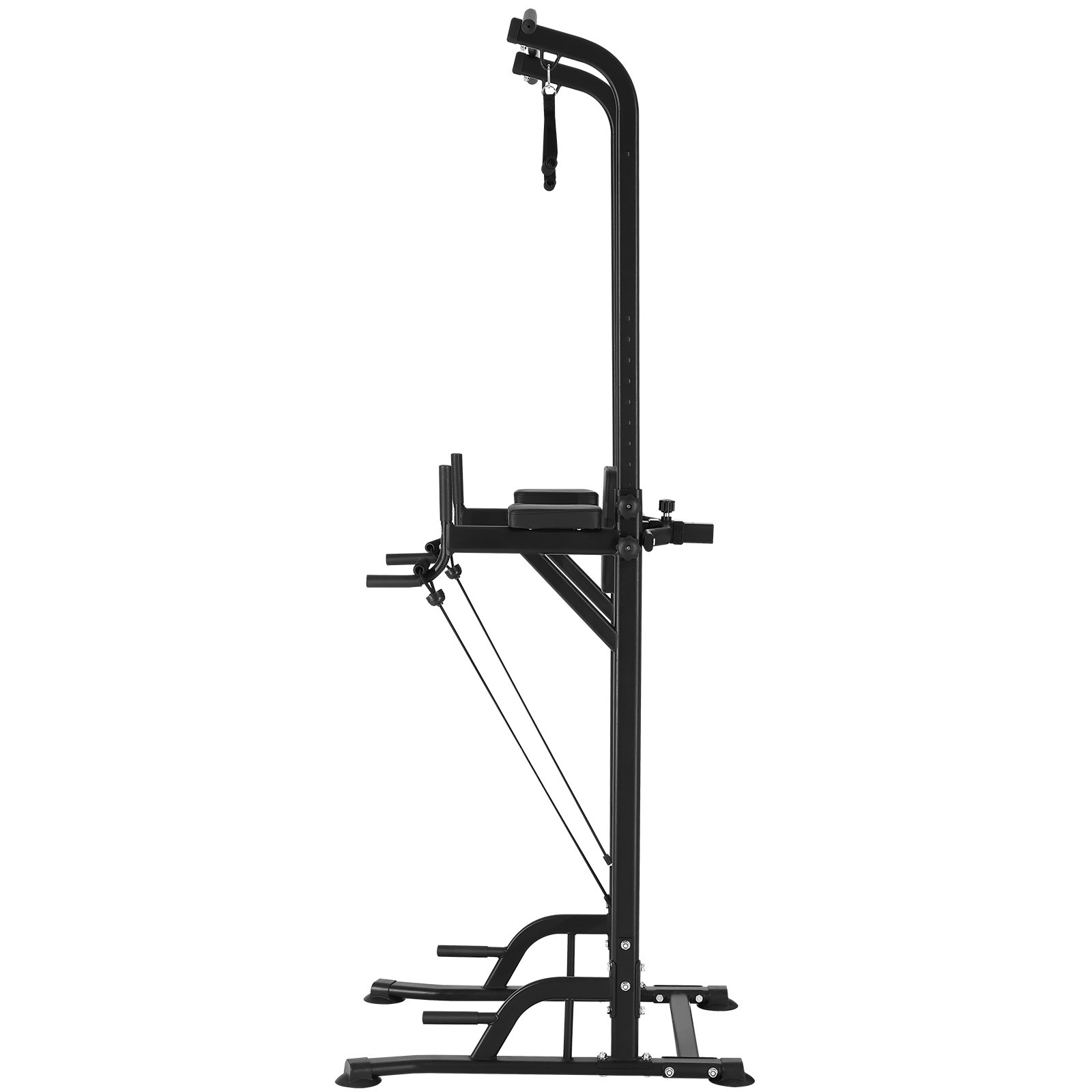 VEVOR Power Tower Dip Station, 10-Level Height Adjustable Pull Up Bar Stand, Multi-Function Home Gym Strength Training Fitness Workout Equipment with 7-Level Adjustable Backrest, PU Elbow Pads, 440LBS