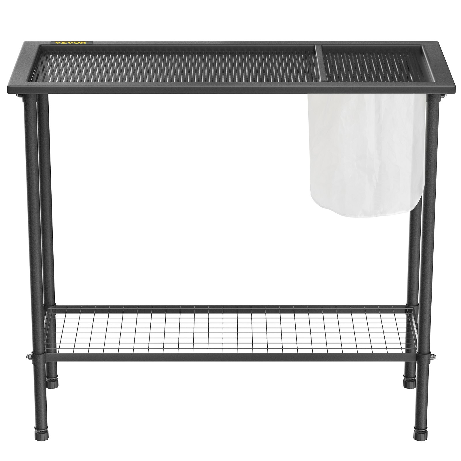 VEVOR Potting Bench, 39" L x 15" W x 33" H, Steel Outdoor Workstation with Rubber Feet & Mesh Bag, Multi-use Double Layers Gardening Table for Greenhouse, Patio, Porch, Backyard, Black