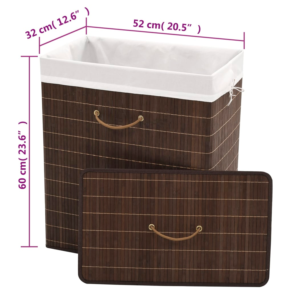 vidaXL Bamboo Laundry Bin Rectangular Dark Brown