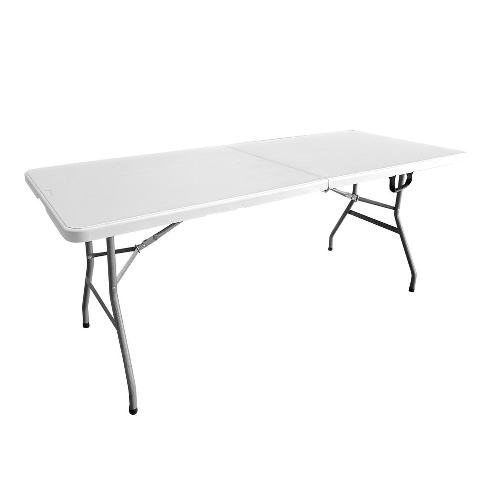 Techni Home 6 FT Granite White Folding Table with Easy- Carry Handle