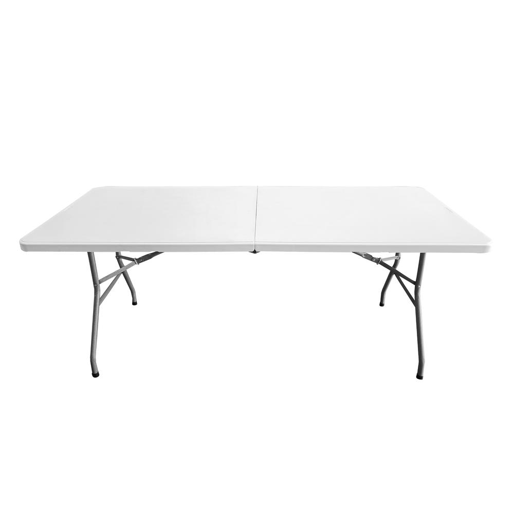 Techni Home 6 FT Granite White Folding Table with Easy- Carry Handle