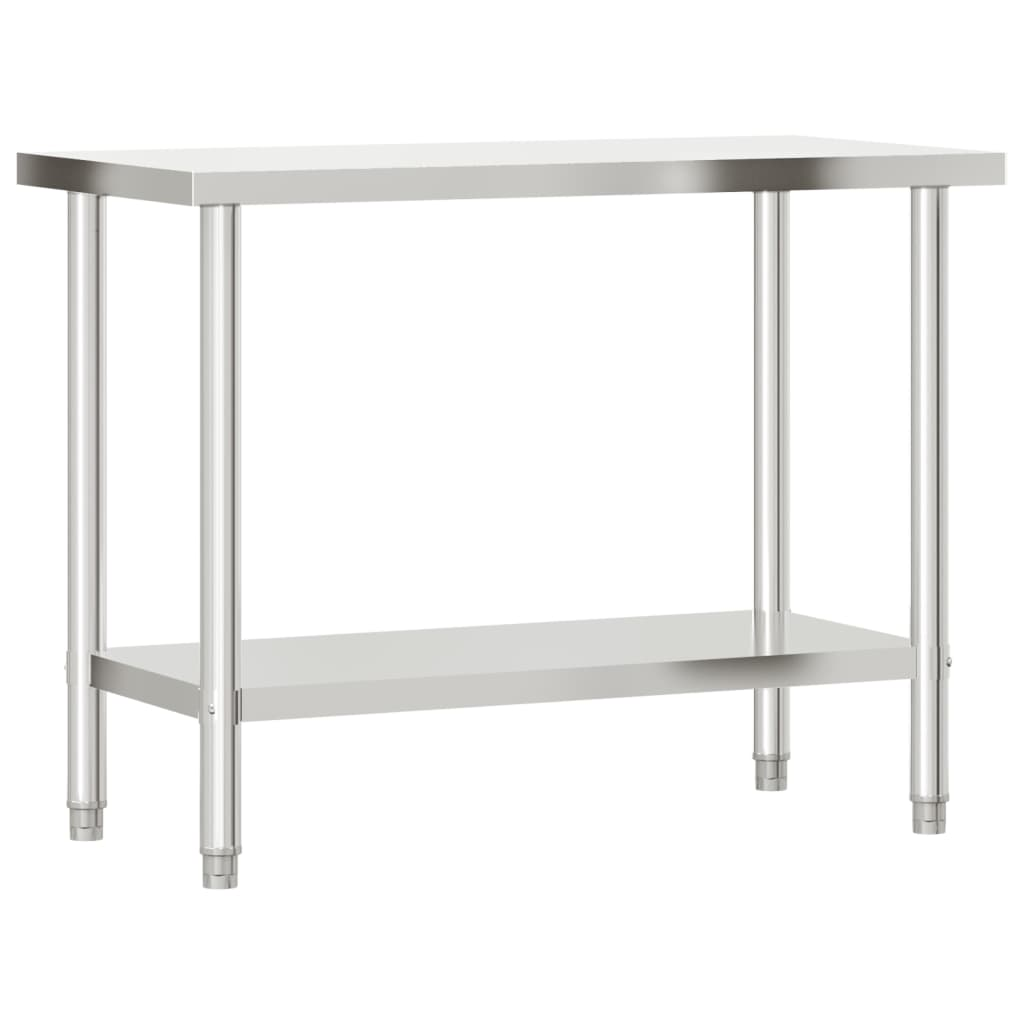 vidaXL Kitchen Work Table with Overshelf 43.3"x21.7"x47.2" Stainless Steel