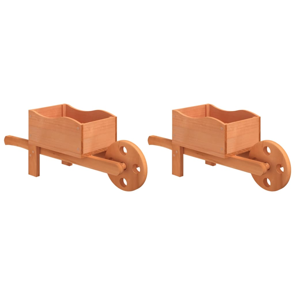 vidaXL Wheelbarrow Planters 2 pcs 18.5"x5.9"x7.5" Solid Wood Fir