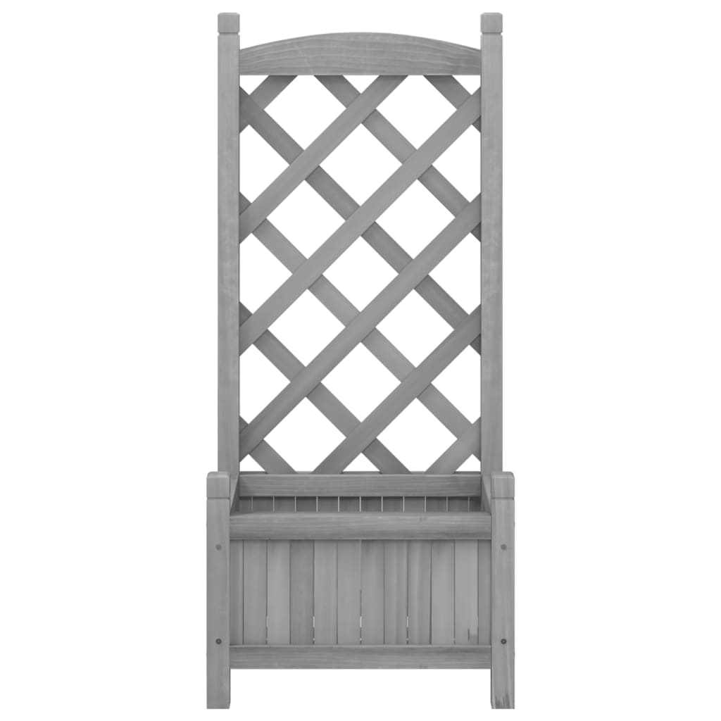 vidaXL Planter with Trellis Gray Solid Wood Fir