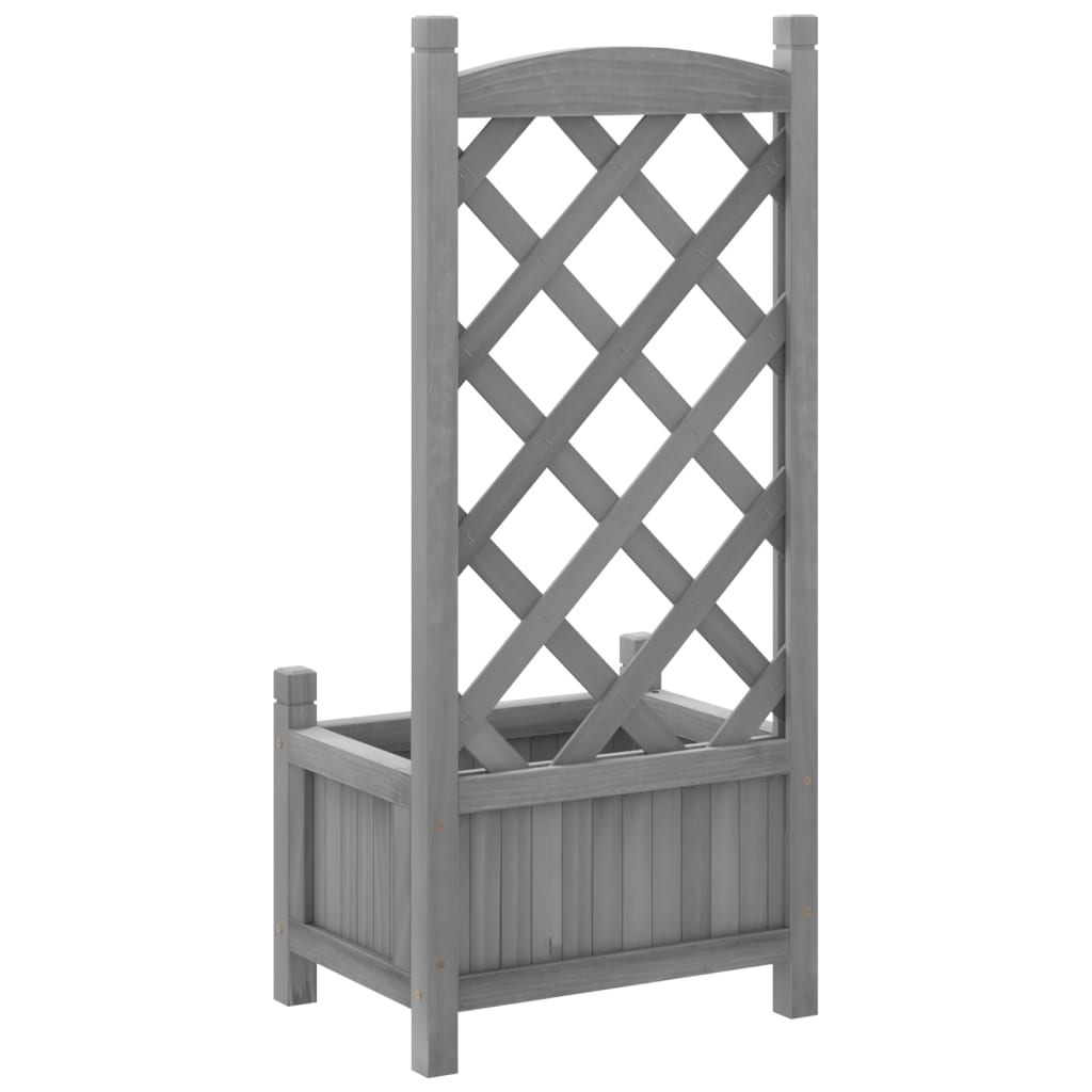 vidaXL Planter with Trellis Gray Solid Wood Fir