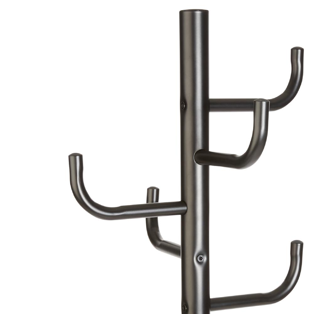 Safco Hook Head Coat Rack - 8 Hooks - for Coat, Jacket, Purse, Hat, Garment - Tubular Steel - Black - 1 Each