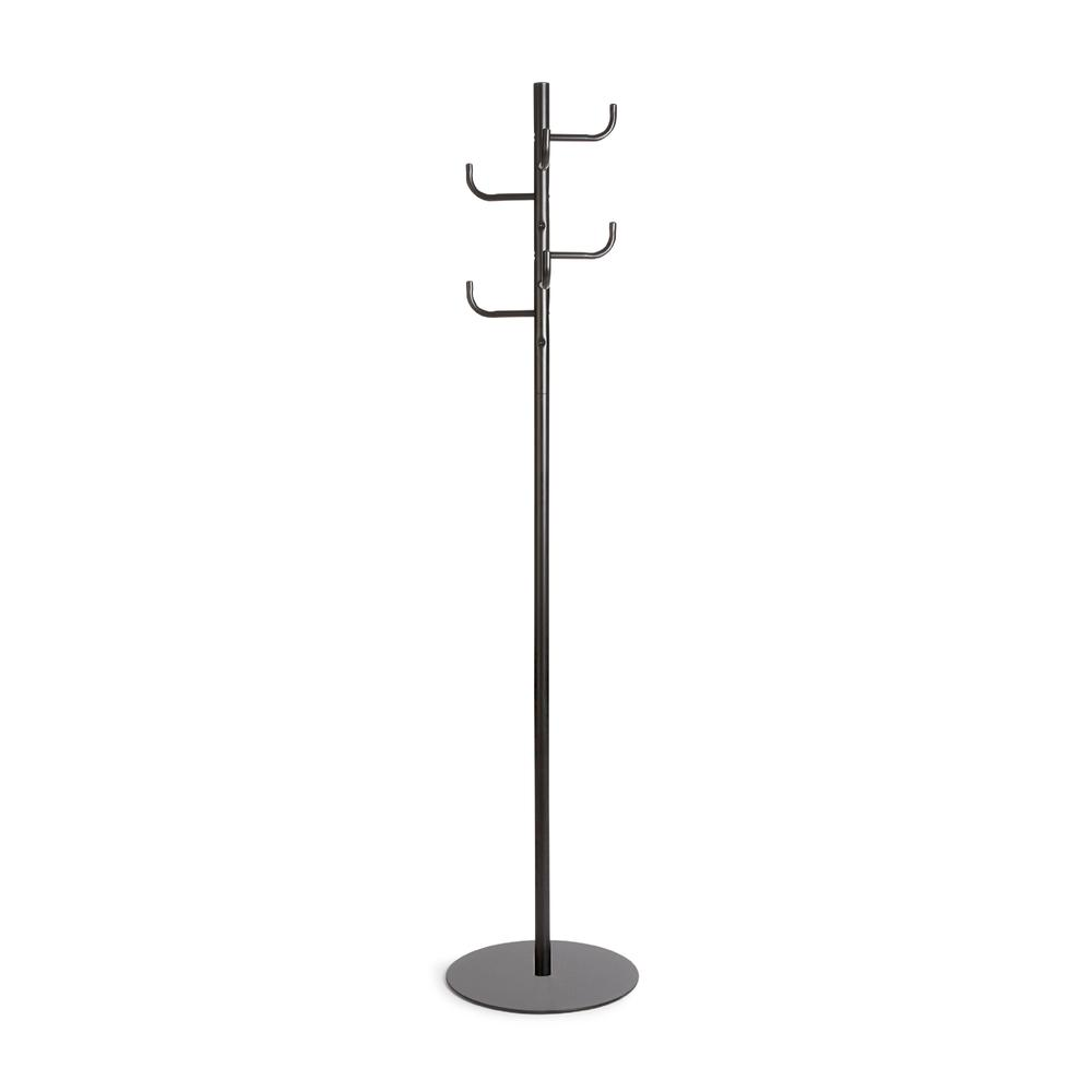 Safco Hook Head Coat Rack - 8 Hooks - for Coat, Jacket, Purse, Hat, Garment - Tubular Steel - Black - 1 Each