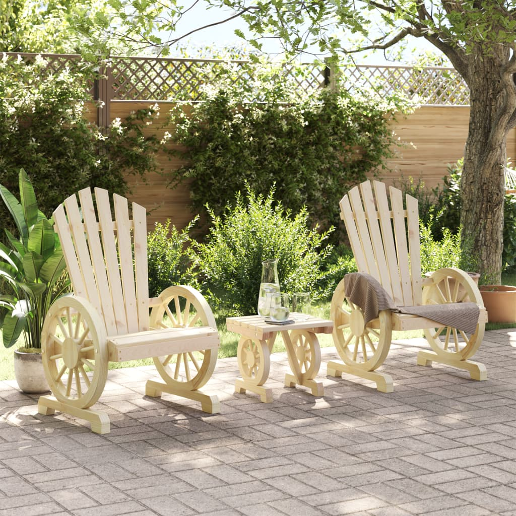 vidaXL 3 Piece Patio Lounge Set Solid Wood Fir