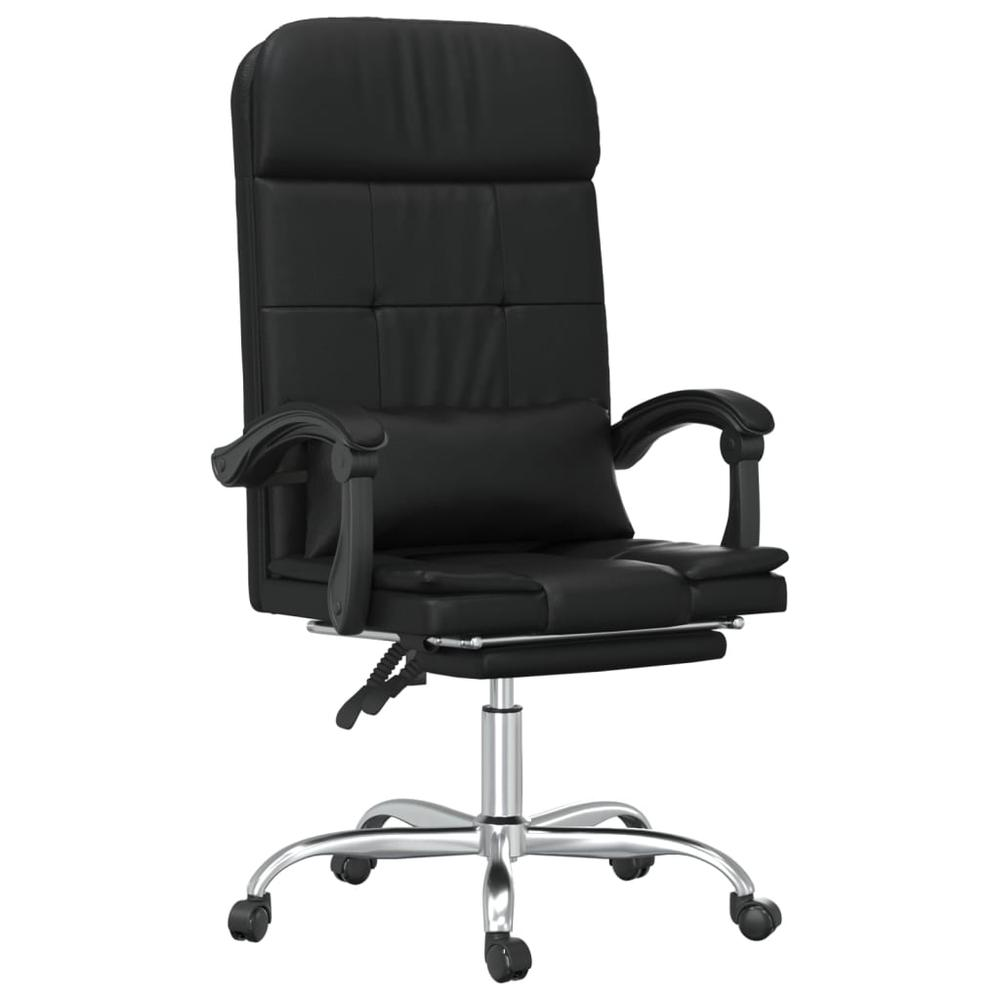 Massage Reclining Office Chair Black Faux Leather