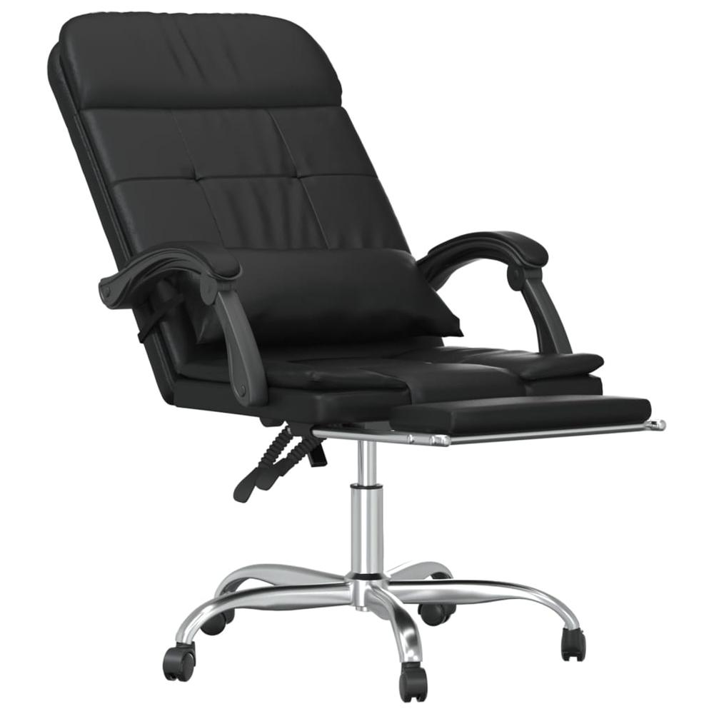 Massage Reclining Office Chair Black Faux Leather