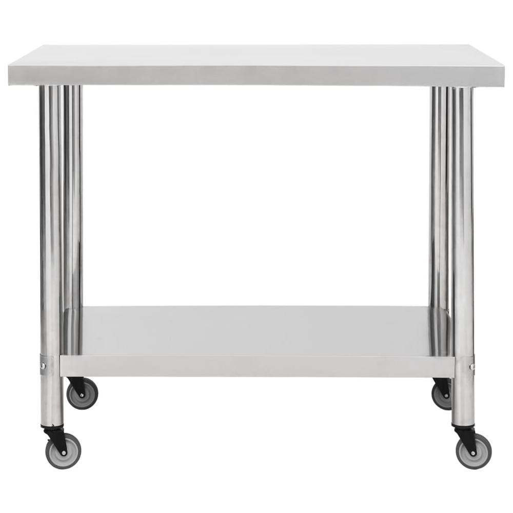 Kitchen Work Table with Wheels 39.4"x11.8"x33.5" Stainless Steel