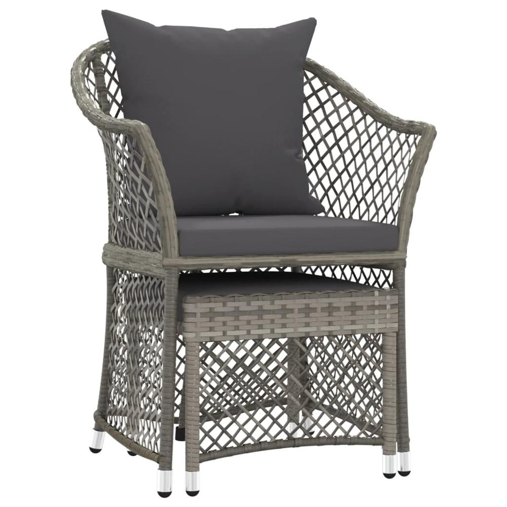 2 Piece Patio Lounge Set with Cushions Gray Poly Rattan