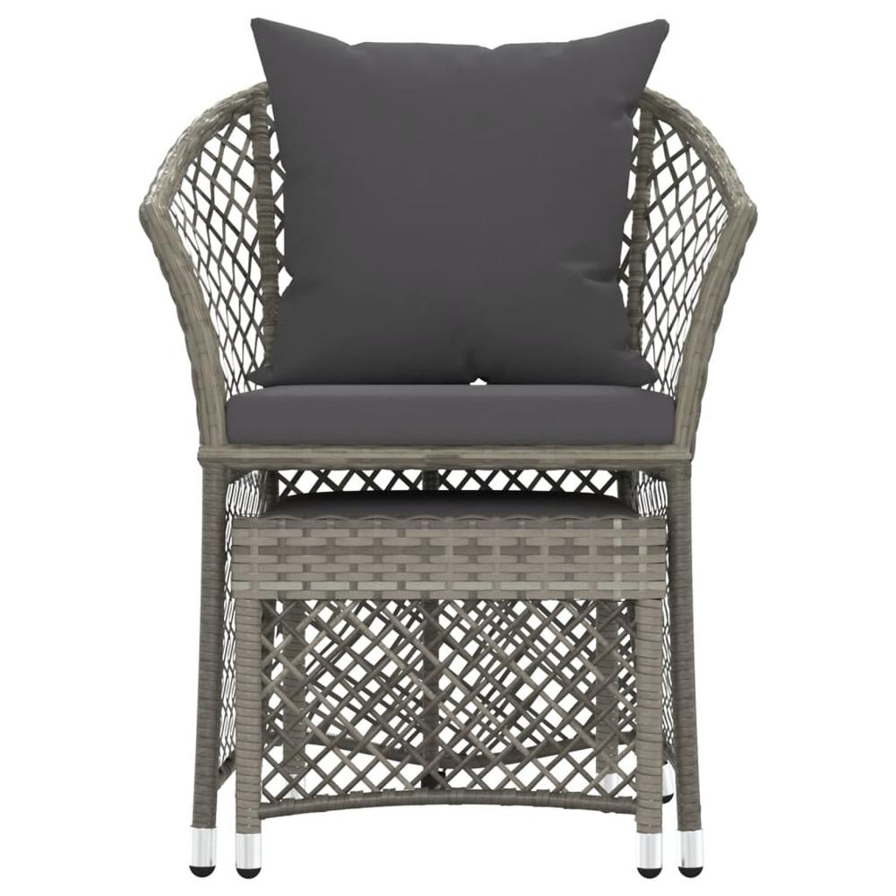 2 Piece Patio Lounge Set with Cushions Gray Poly Rattan