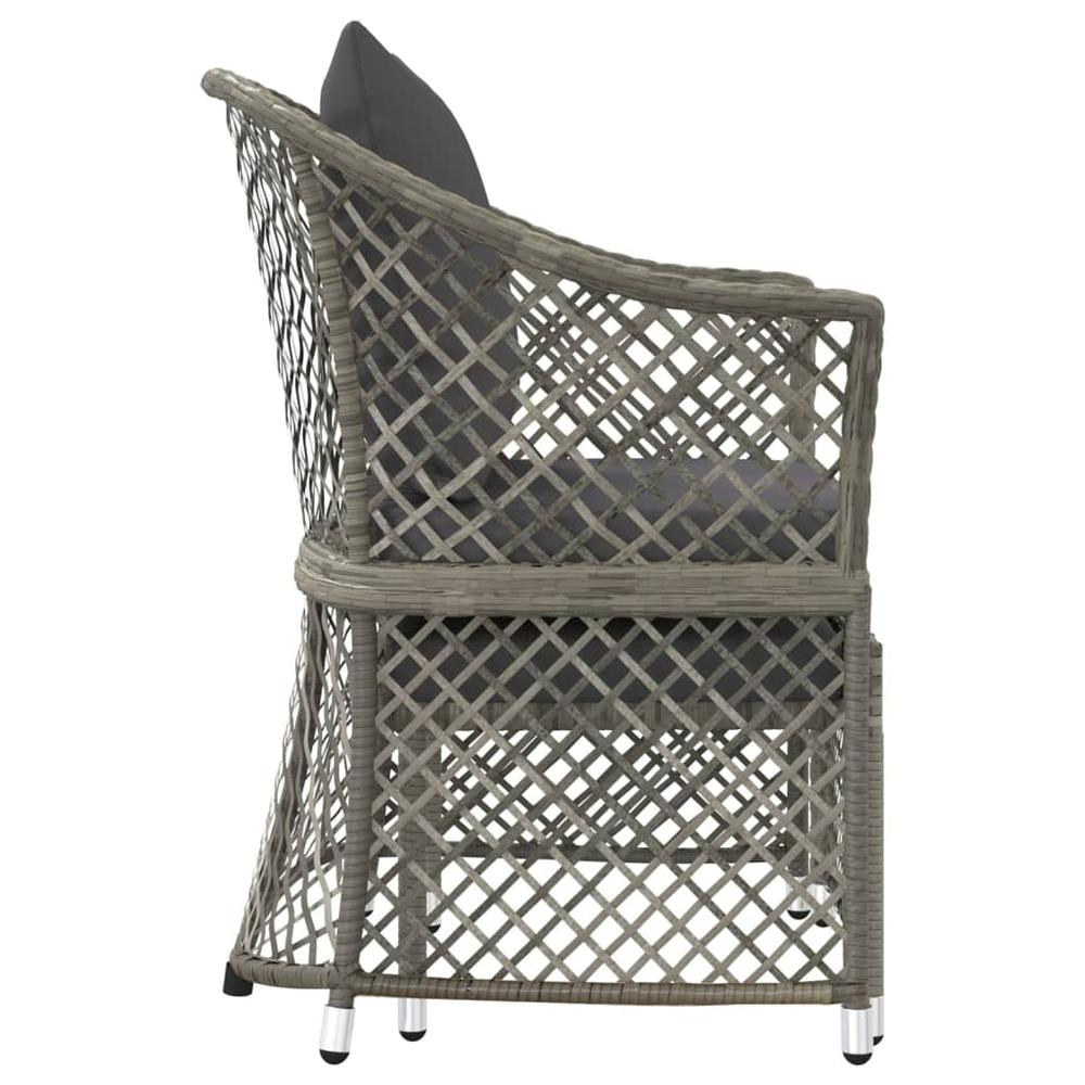 2 Piece Patio Lounge Set with Cushions Gray Poly Rattan