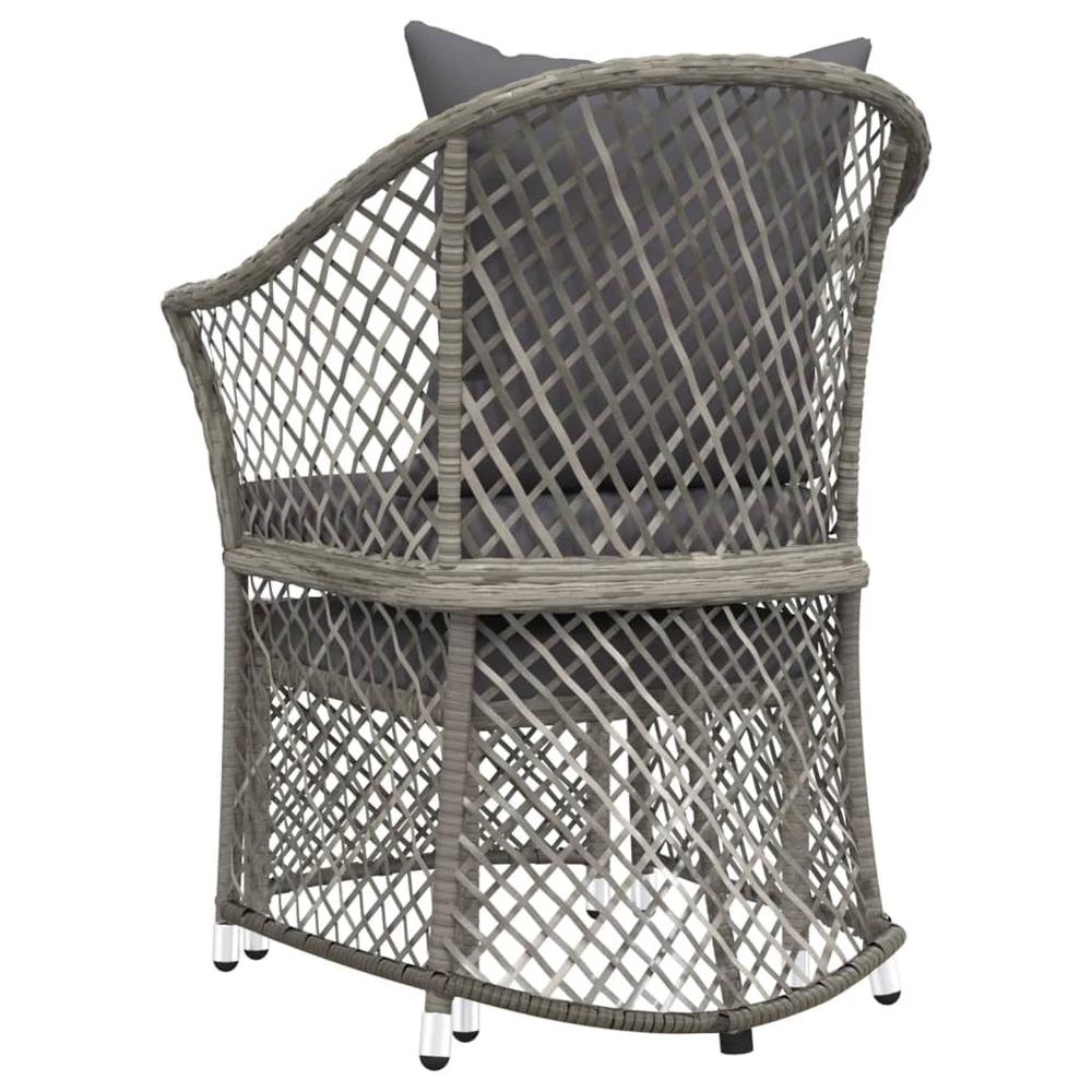 2 Piece Patio Lounge Set with Cushions Gray Poly Rattan