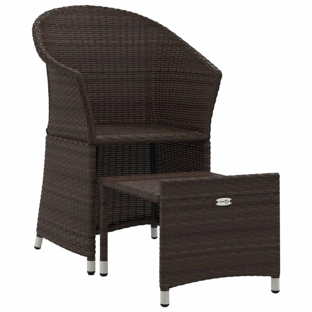 2 Piece Patio Lounge Set with Cushions Brown Poly Rattan