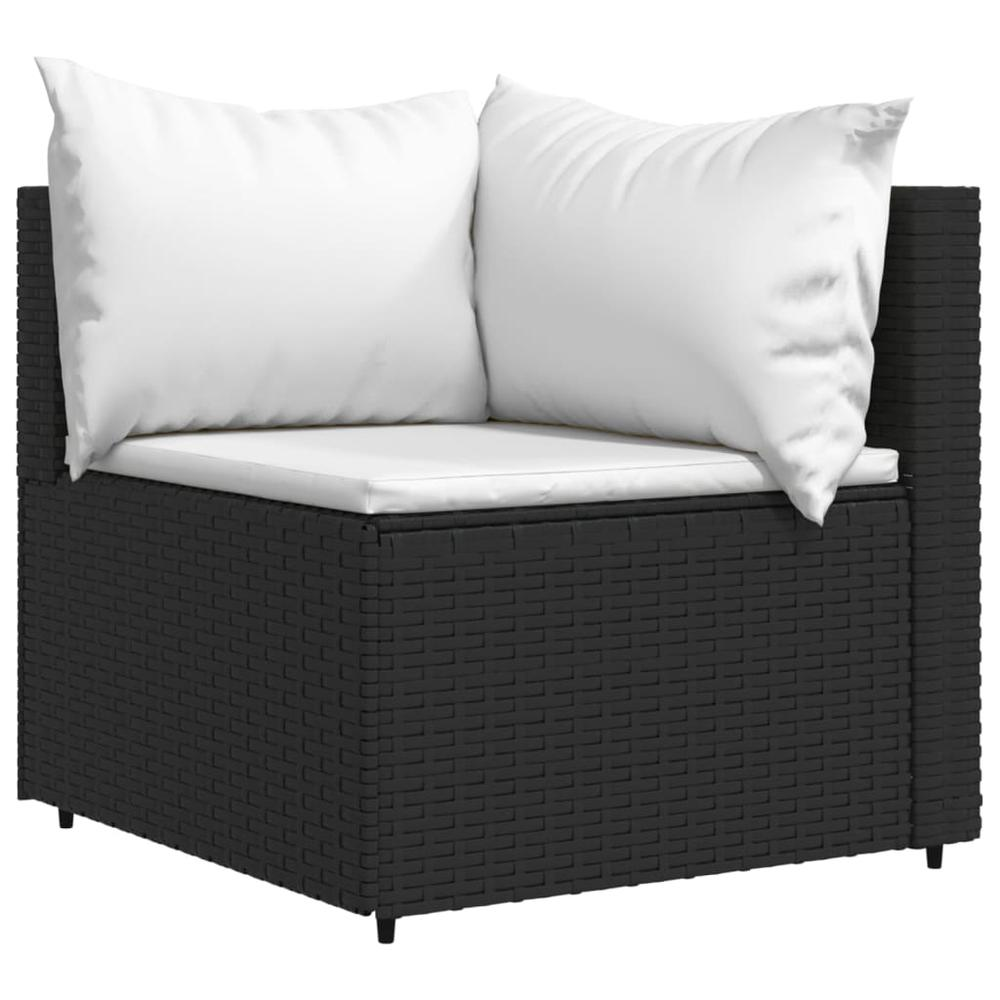 3 Piece Patio Lounge Set with Cushions Black Poly Rattan