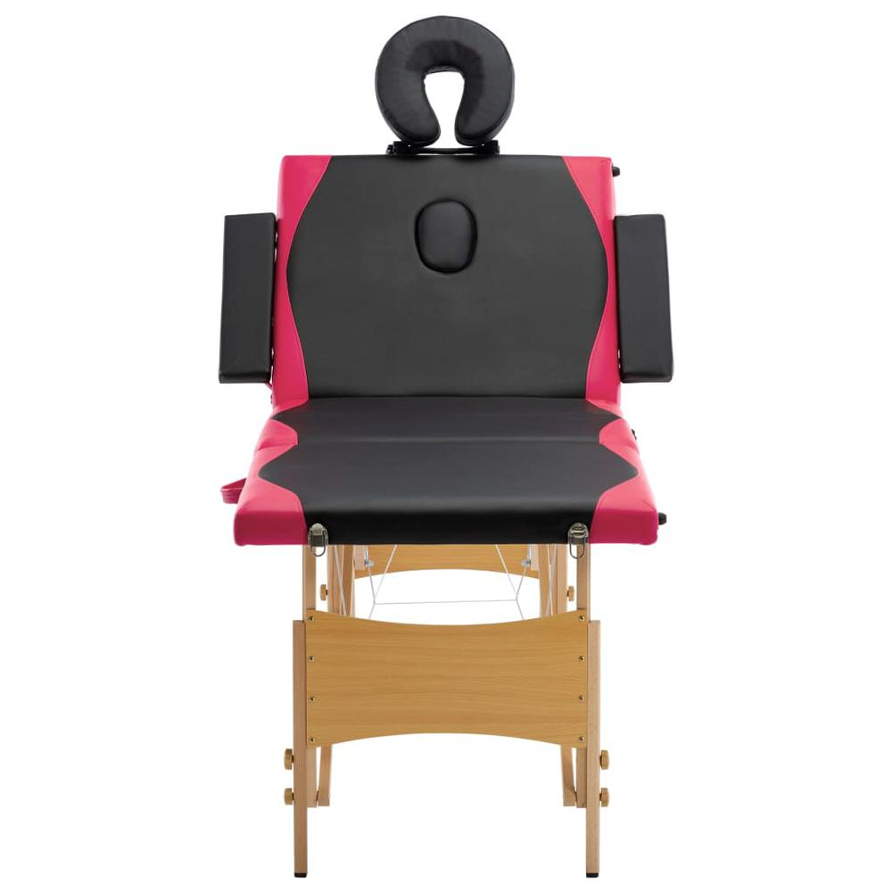 Foldable Massage Table 4 Zones Wood Black and Pink