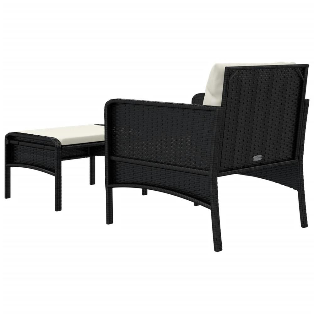 2 Piece Patio Lounge Set with Cushions Black Poly Rattan