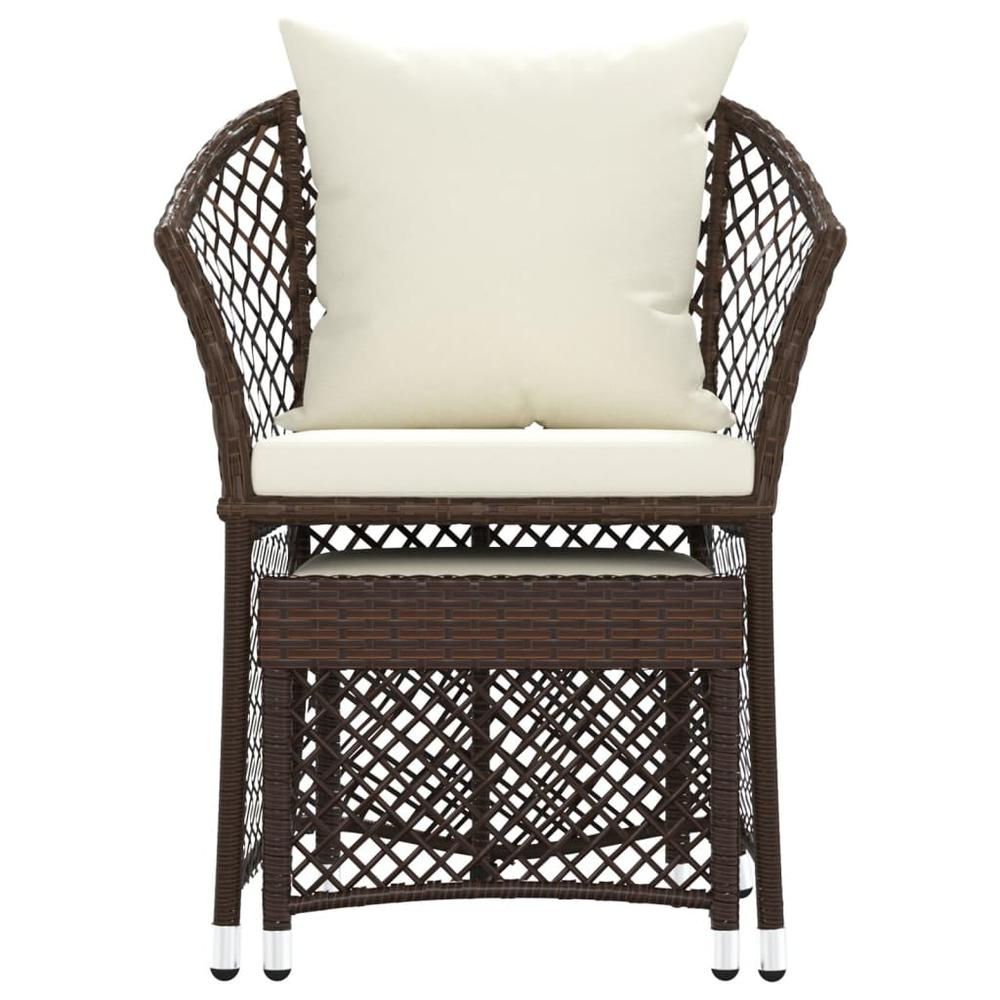 2 Piece Patio Lounge Set with Cushions Brown Poly Rattan