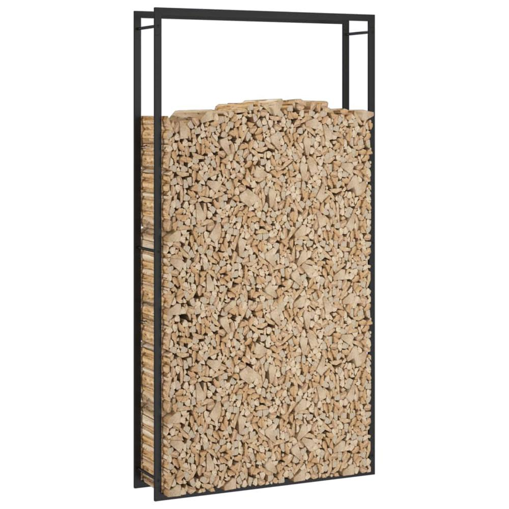 Firewood Rack Matt Black 43.3"x11"x84.3" Steel