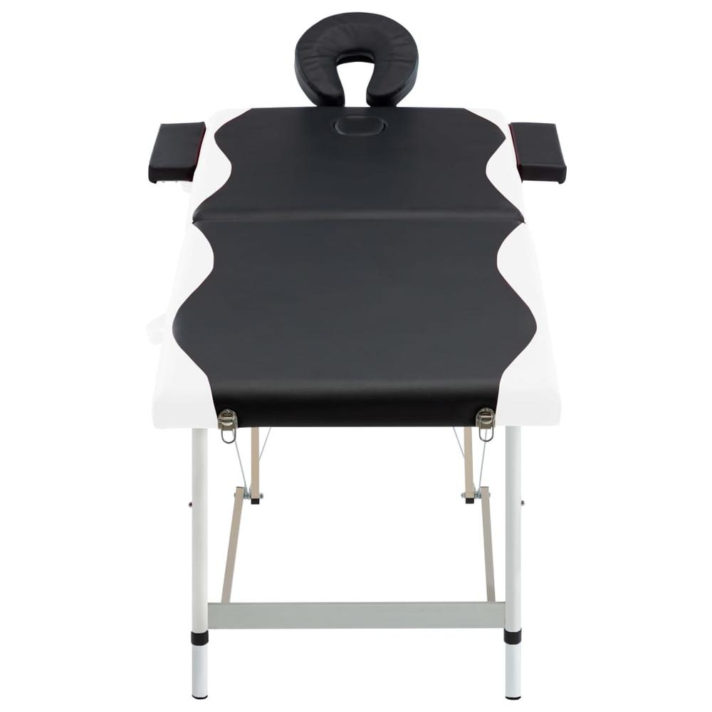 2-Zone Foldable Massage Table Aluminum Black and White