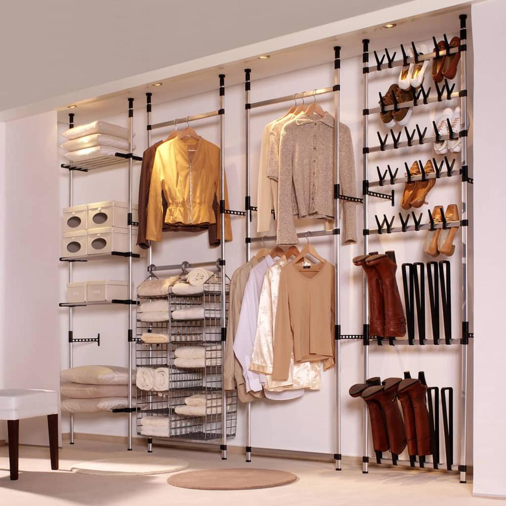 Telescopic Shoe Rack with Rods Aluminum