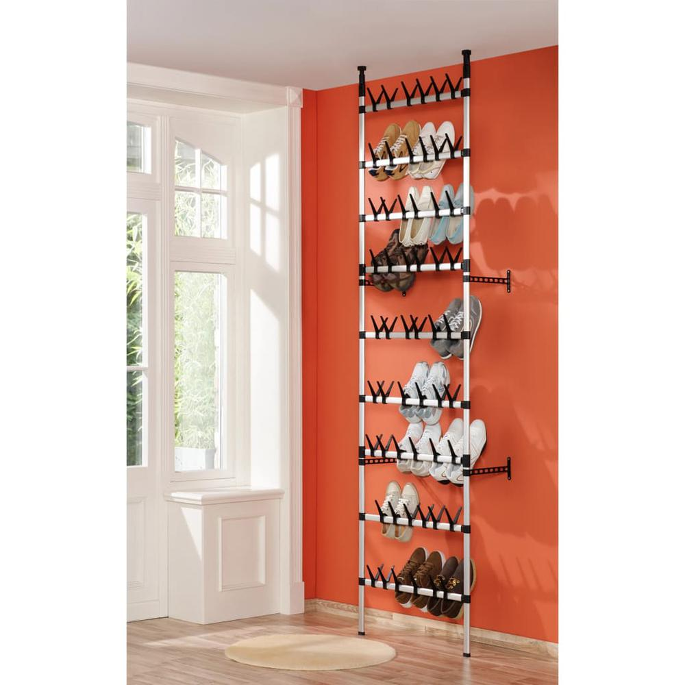 Telescopic Shoe Rack with Rods Aluminum