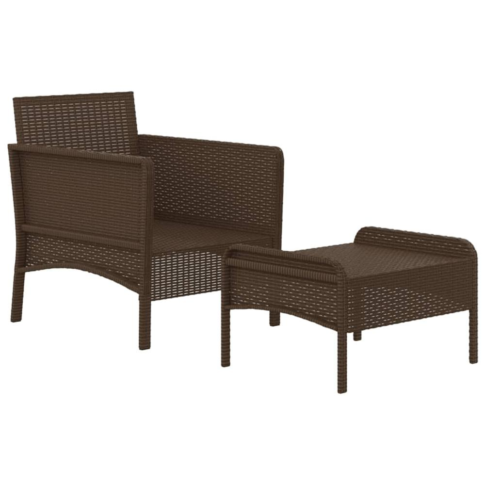 2 Piece Patio Lounge Set with Cushions Brown Poly Rattan