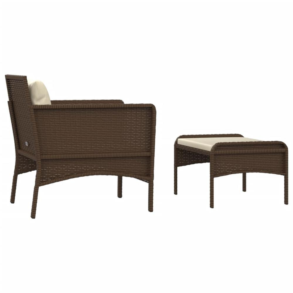 2 Piece Patio Lounge Set with Cushions Brown Poly Rattan