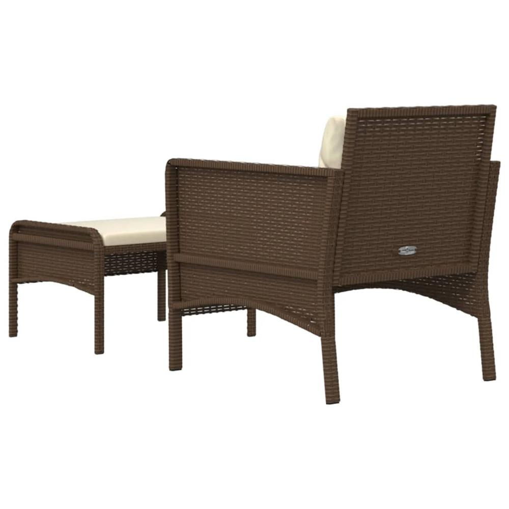 2 Piece Patio Lounge Set with Cushions Brown Poly Rattan