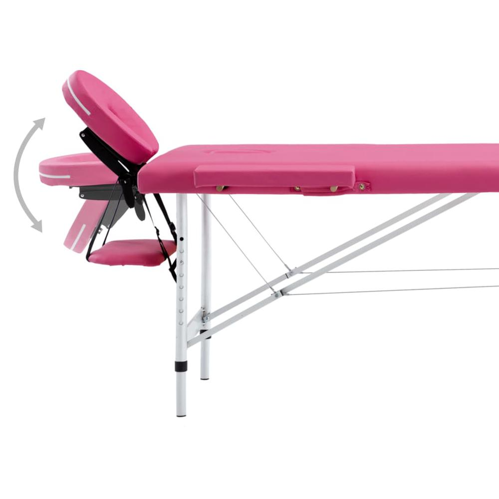 Foldable Massage Table 2 Zones Aluminum Pink