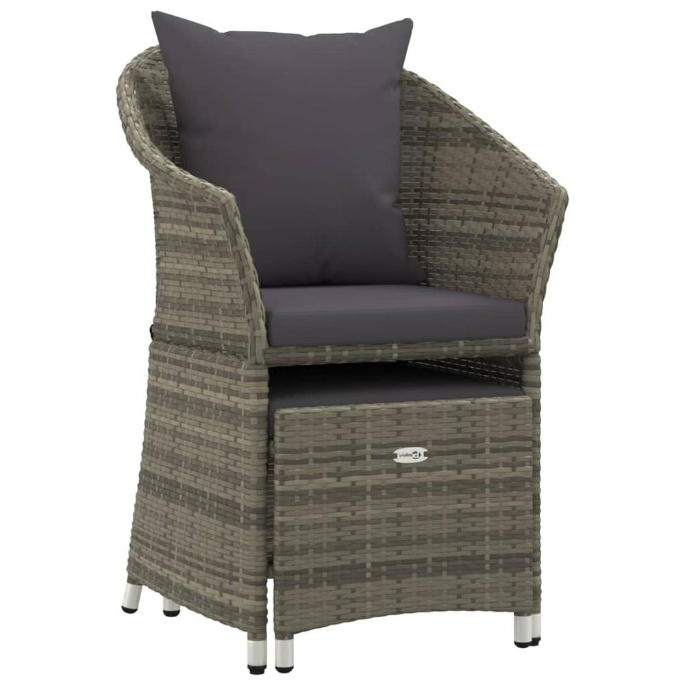 2 Piece Patio Lounge Set with Cushions Gray Poly Rattan