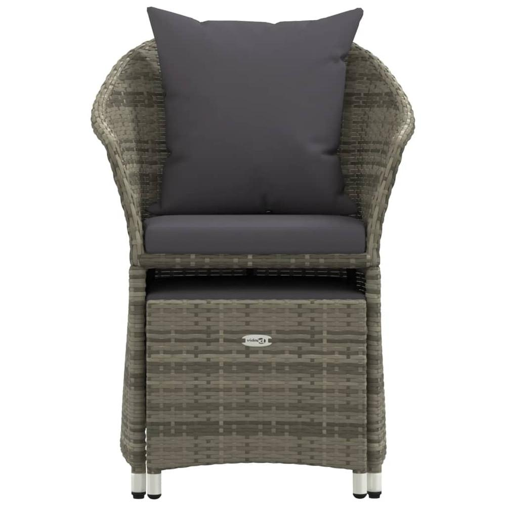 2 Piece Patio Lounge Set with Cushions Gray Poly Rattan