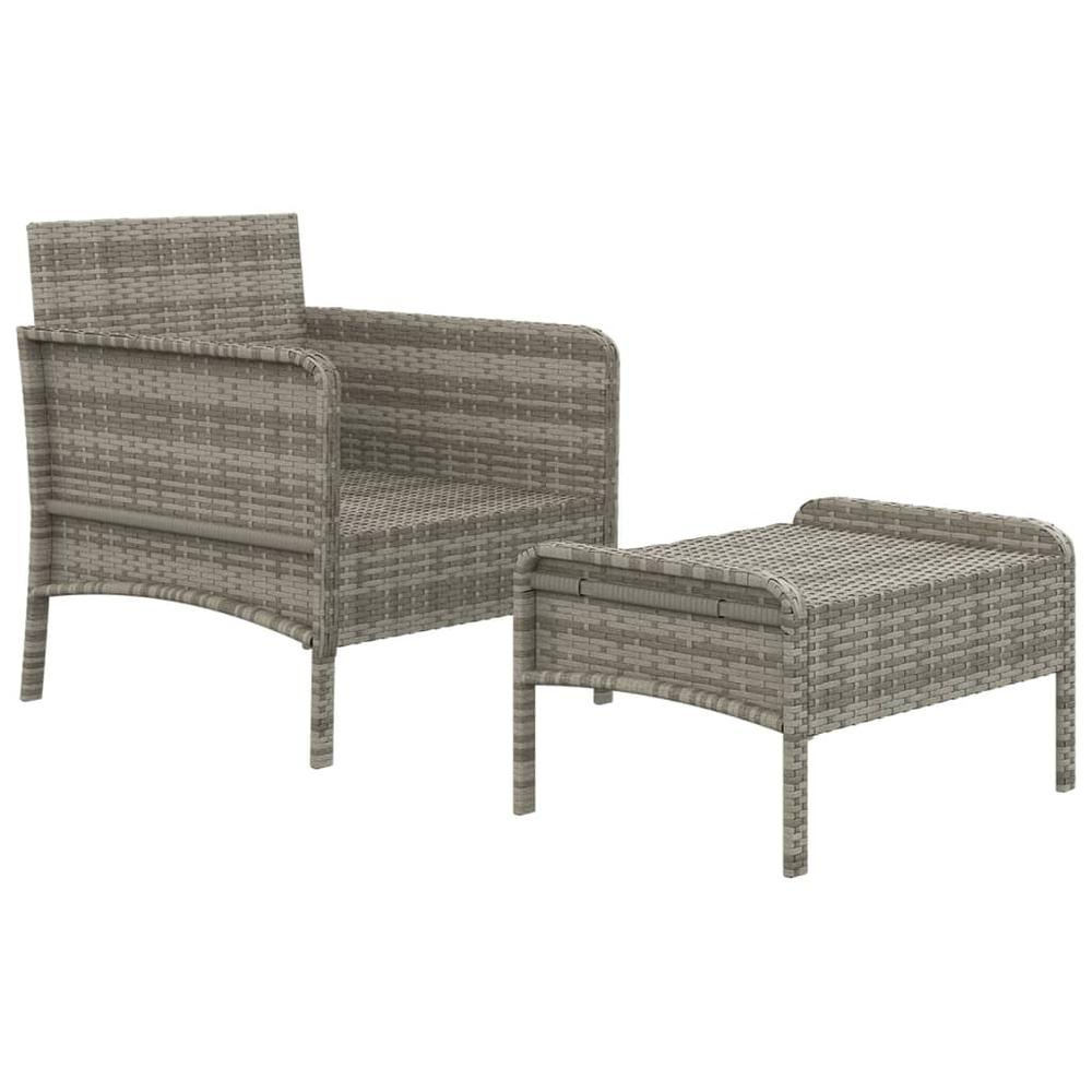 2 Piece Patio Lounge Set with Cushions Gray Poly Rattan